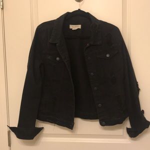 Black distressed denim jacket
